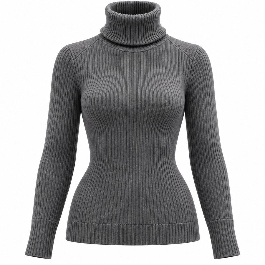 VENTE PARIS – THE ESSENCE | Luxury Ribbed Turtleneck Grey
