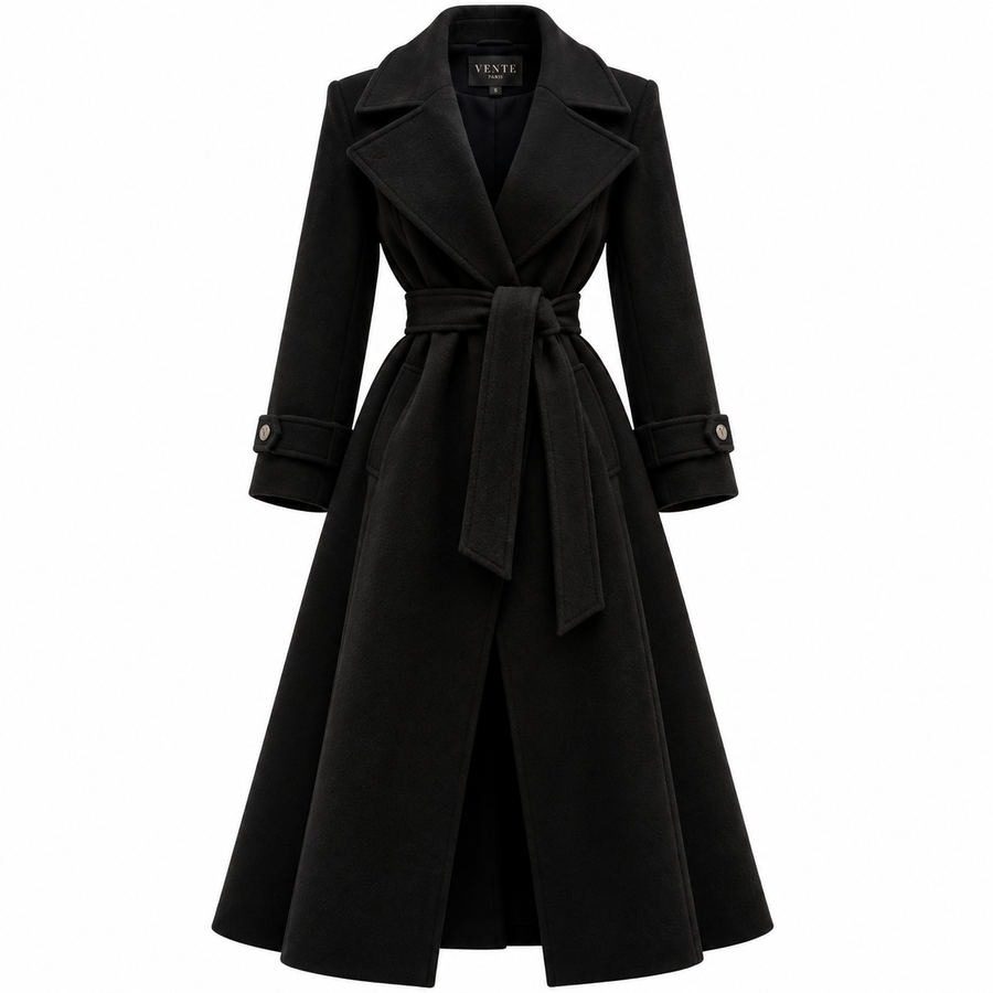 VENTE PARIS – THE ÉLÉGANCE | Luxury Long Coat – Black