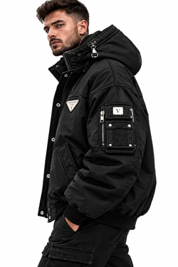 VENTE PARIS – THE SENTINEL | Luxury Technical Bomber Jacket – Black