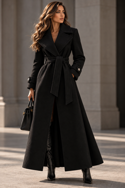 VENTE PARIS – THE ÉLÉGANCE | Luxury Long Coat – Black