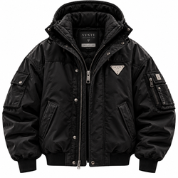 VENTE PARIS – THE SENTINEL | Luxury Technical Bomber Jacket – Black